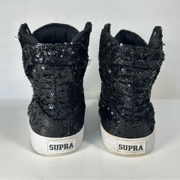 SUPRA Skytops Sparkly Sequin Hi Tops Black Sneakers Shoe SW12029; Women’s Sz 8.5 - Picture 12 of 16